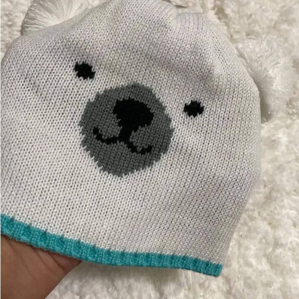 Polar Bear Kid's Winter Hat Cap NEW One Size White
